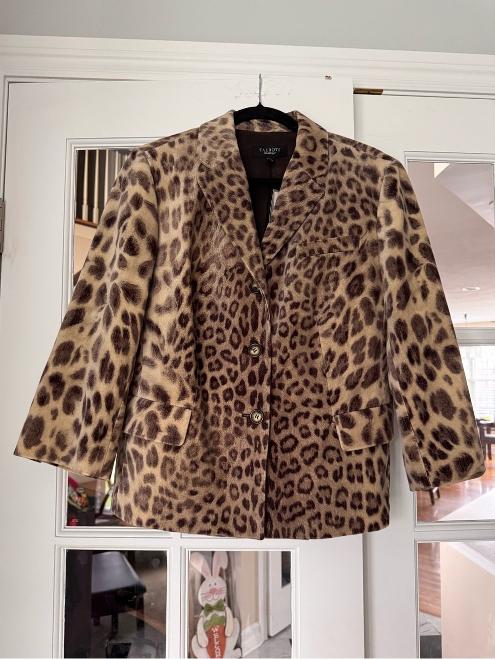 NWT Talbots Kate Fit Leopard Print Velvet Blazer Jacket 16 Tan Mob wife Curvy - Picture 2 of 16